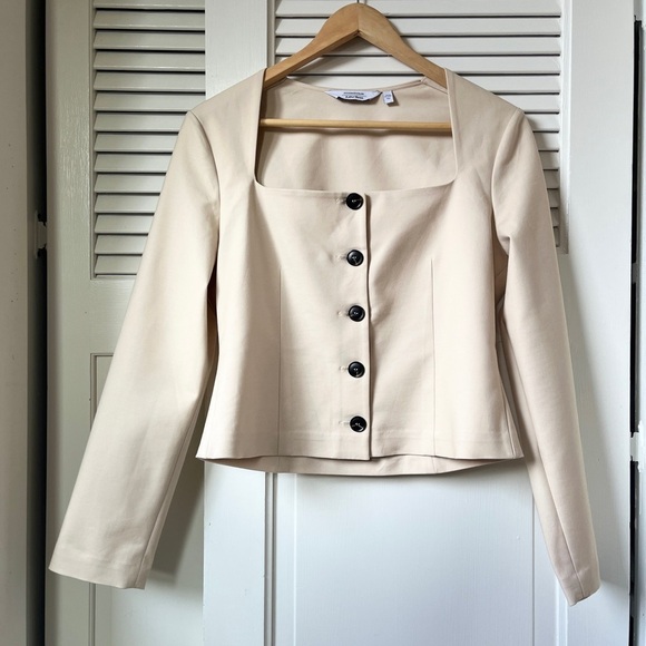 & Other Storieis Square Neck Button Front Top | Light Beige | EU 42 / US M - Picture 2 of 11